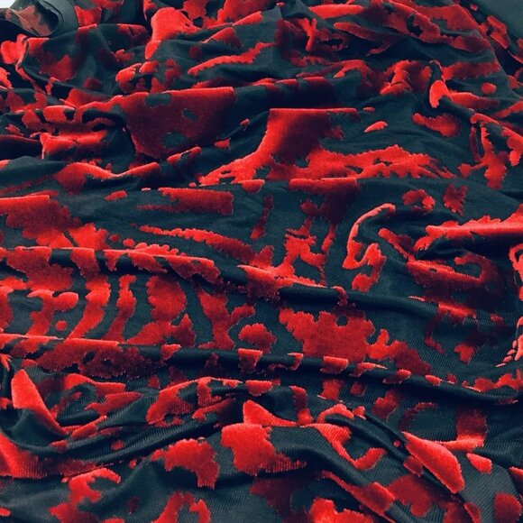 Simply Vera Wang Sz L Red Burnout Velvet Top Sheer Tunic Whimsy Goth - Picture 11 of 13